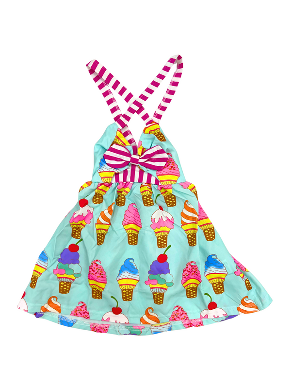 Ice Cream Print Halter Dress 18-24M | Toddler Girl Summer Dress