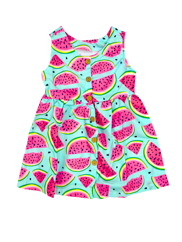 Watermelon Print Dress Set with Headband | 2-Piece Summer Set