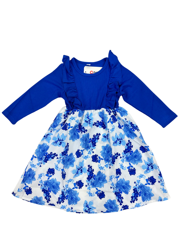 Blue Bloom Elegance full Sleeves frock