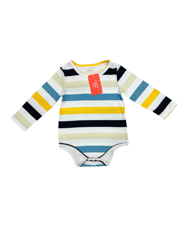 Baby Colorful Multi Stripe Long Sleeve Romper - Rainbow Striped Infant One Piece