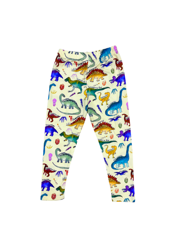Colorful Dinosaur Print Leggings for Kids - Soft Cotton Toddler Pants with Fun Educational Design