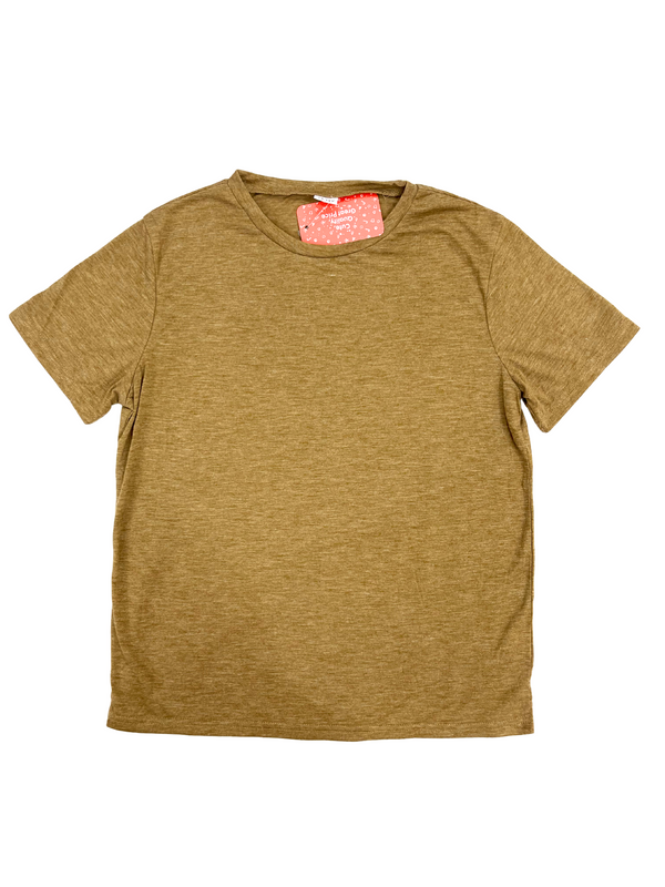 Mustard Yellow Heathered T-Shirt - Kids Soft Cotton Basic Tee Short Sleeve